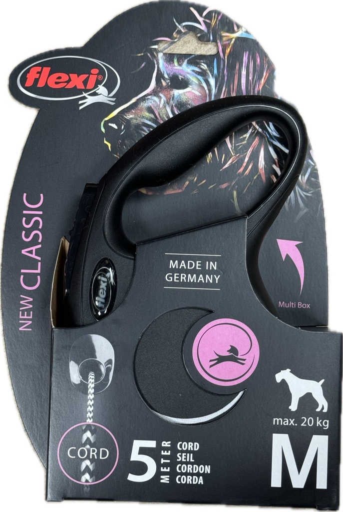 Paseador Retractil - Flexi - M - Negro - Cordon - 5 metros