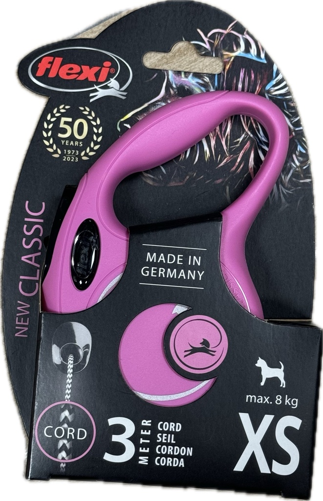 Paseador Retractil - Flexi - XS - Pink - Rosado - Cordon - 3 metros