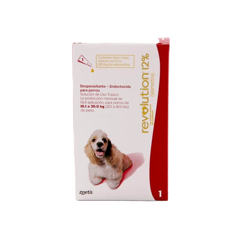 Desparacitante - Revolution 12% - 10,1 a 20  Kilos - Zoetis - Pipeta 1ml