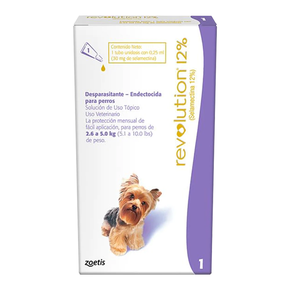 Desparacitante - Revolution 12% - 2,6 a 5  Kilos - Zoetis - Pipeta 0,25ml
