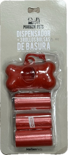 Dispensador de Bolsas de Basura + 3 Rollos de Bolsas - Marben Pets 