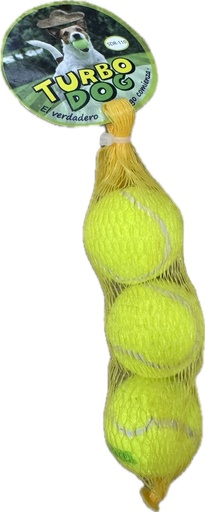 Pelota Tenis - Turbo Dog - Mediana -  4,8cm - 3 unid 
