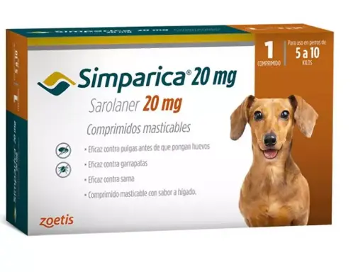 Simparica 20mg - 5 a 10  Kilos 1 Comprimido