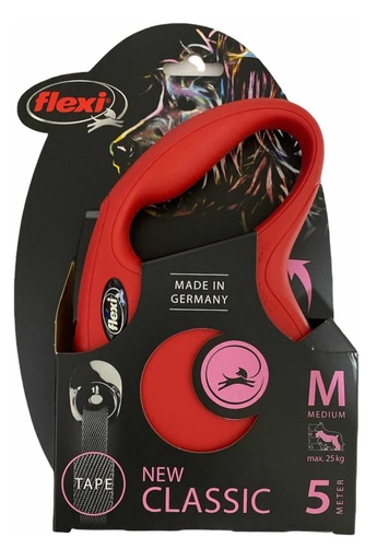 Paseador Retractil - Flexi - M - Rojo - Cordon - 5 metros
