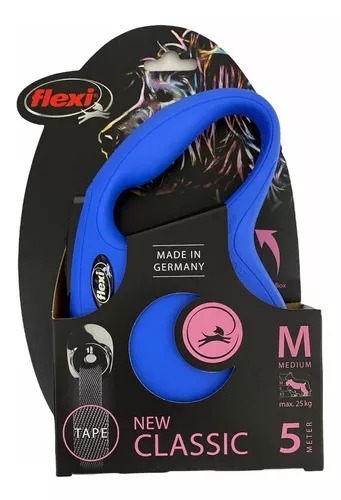 Paseador Retractil - Flexi - M - Azul - Cordon - 5 metros