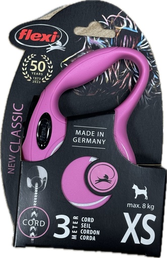Paseador Retractil - Flexi - XS - Pink - Rosado - Cordon - 3 metros