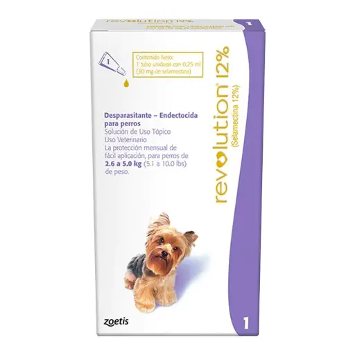 Desparacitante - Revolution 12% - 2,6 a 5  Kilos - Zoetis - Pipeta 0,25ml