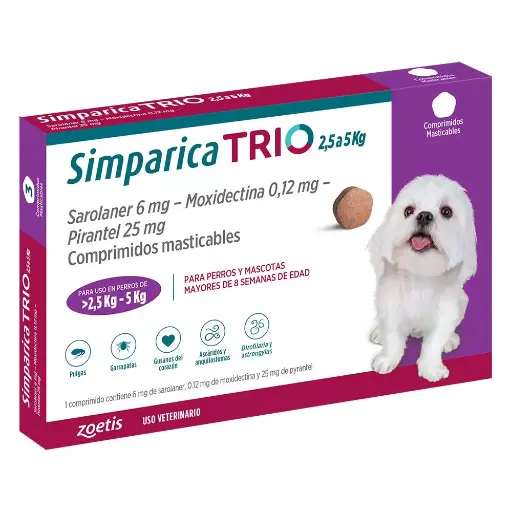 Simparica TRIO  2,5 a 5 Kg  1 Comprimido