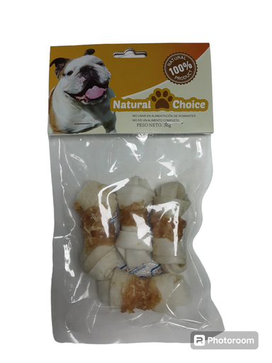 Snack - Hueso Carnaza Mini - Envuelto pollo - Natural Choice - 4 unid