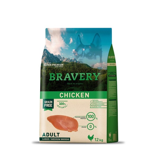 Bravery - Adulto - Perro - Pollo - Large/Medium - 12 kg  